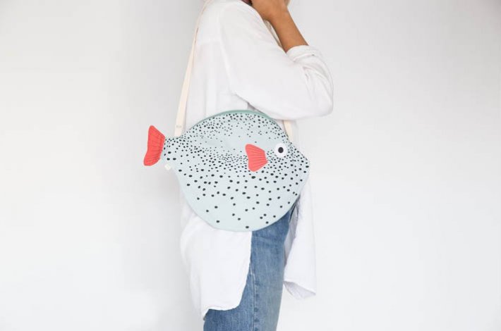 Big Pink Pufferfish Bag by Don Fisher